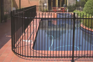 Black aluminum swimming pool fencing